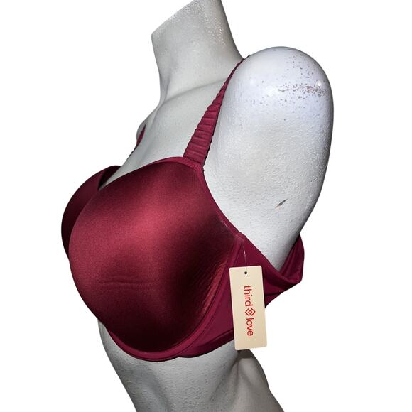 New Third Love 24/7 Classic T Shirt Bra Size 42D Burgundy Underwire Rear Closure - Picture 5 of 7
